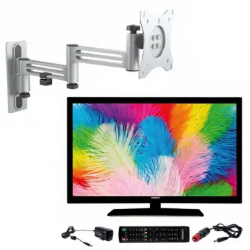 Image relative au Pack tv led 22" 55cm full hd 12v camping-car + support tv double bras