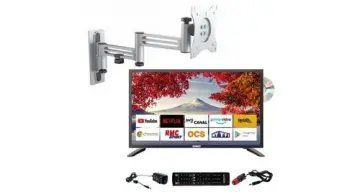 Image relative au tv led 19" 48cm smart connect dvd intégré + support tv double bras
