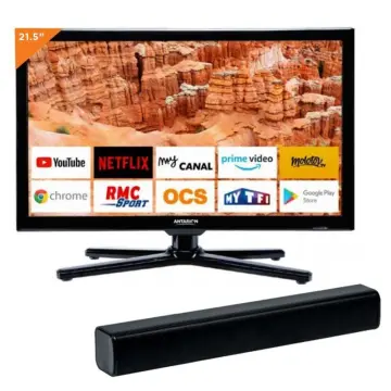 Image relative au Pack tv led 22" 55cm smart tv camping 12v + barre de son compacte