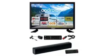 Image relative au Pack tv led 22" 55cm smart tv camping 12v + barre de son compacte