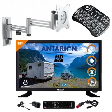 Image relative au ANTARION-PACK TV LED 18.5POUCES 47CM TÉLÉVISEUR HD ANDROID SUPPORT TV DOUBLE BRAS CLAVIER S