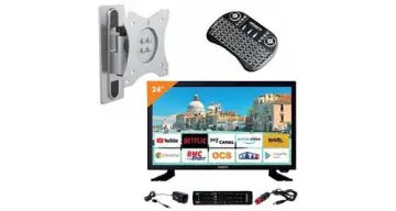 Image relative au ANTARION-PACK TV LED 24" 60CM TÉLÉVISEUR SMART CONNECT + SUPPORT TV + CLAVIER SANS FIL