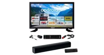 Image relative au Téléviseur LED ANTARION 19" HD Bluetooth 12V Camping Car + Barre de Son 30W