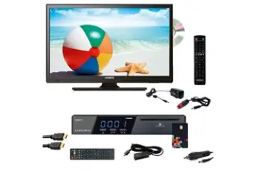 Image relative au Pack TV LED 19" 48cm Téléviseur HD DVD + Récepteur Satellite TNTSAT Camping Car