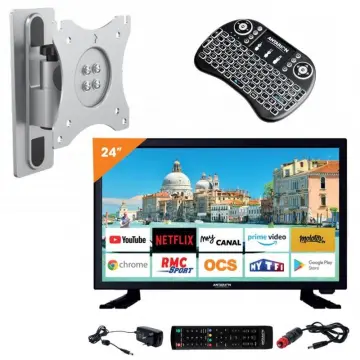Image relative au ANTARION-PACK TV LED 24" 60CM TÉLÉVISEUR SMART CONNECT + SUPPORT TV + CLAVIER SANS FIL